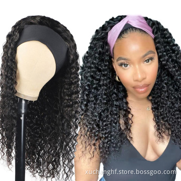 Human Hair Headband Wig For Black Women,Wholesale Long Straight Deep Water Wave Wig Headband,Kinky Curly Headband Wig Human Hair